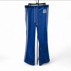 Vintage Y2K Mesh Flare Track Pants Blue Striped Athletic